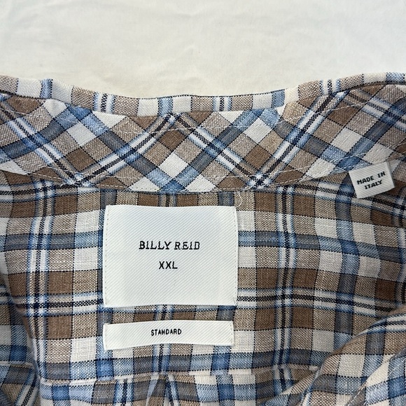 Billy Reid Italian Linen Long Sleeve Button Down Plaid Shirt - Picture 8 of 10
